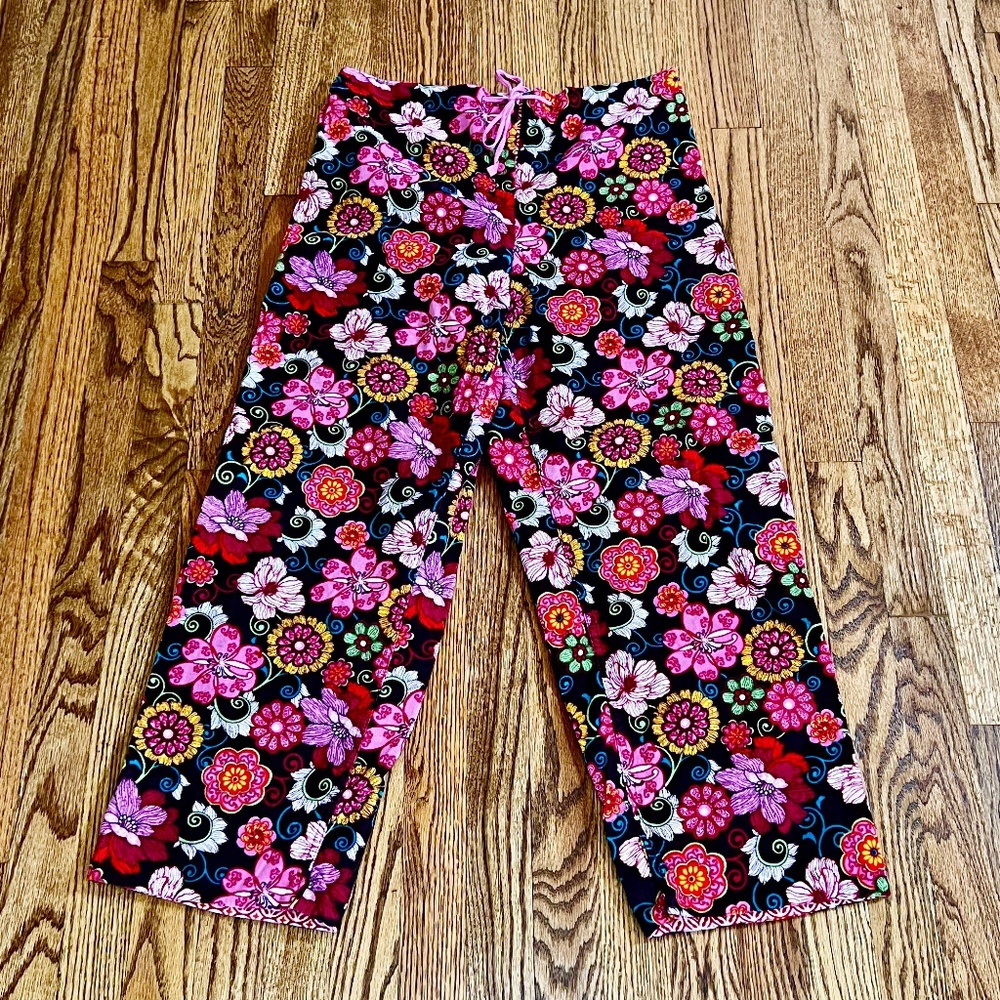 Vintage Vera Bradley pajama pants mod floral pink pattern size medium